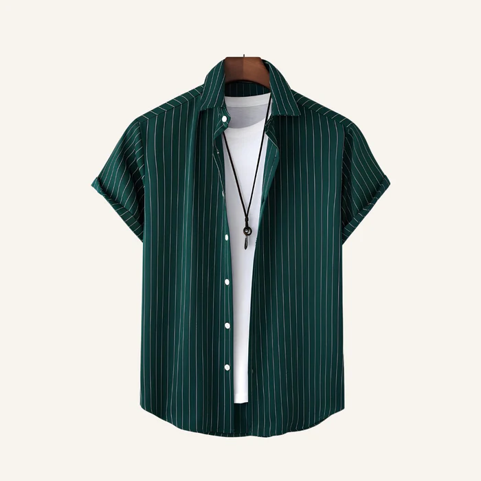 Old Money Verde Nautic Striped Men's Shirt