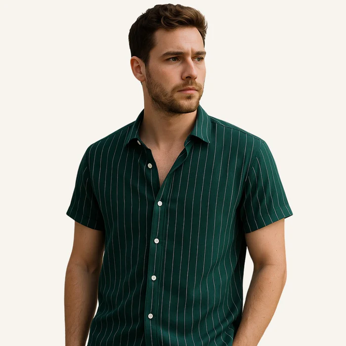 Old Money Verde Nautic Striped Men's Shirt