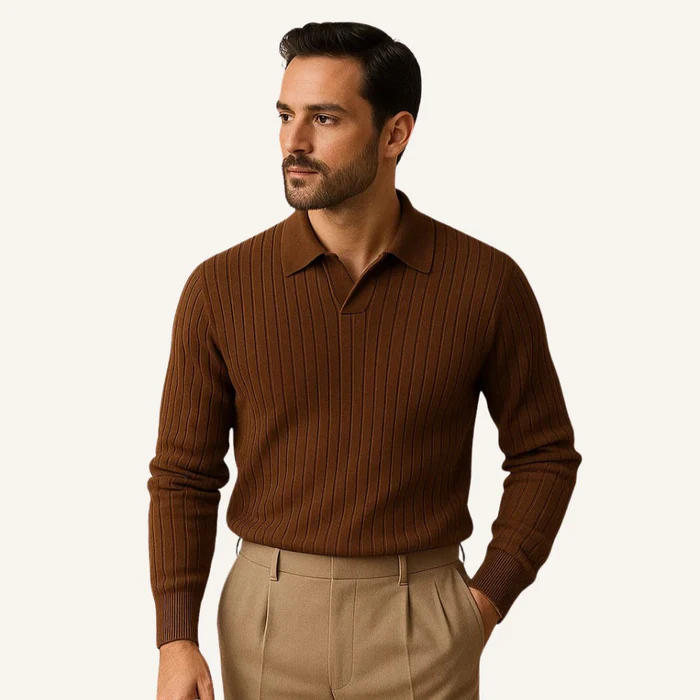 Aventri Men’s Long-Sleeve Ribbed Polo