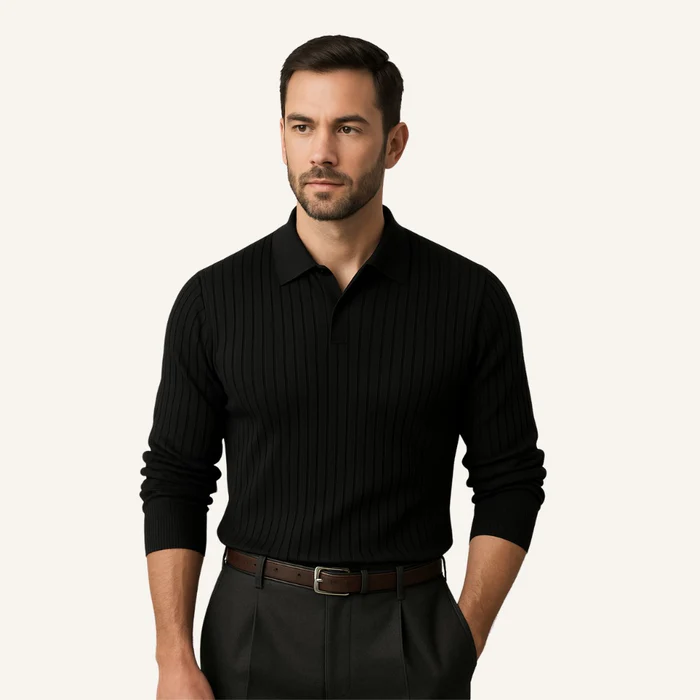 Aventri Men’s Long-Sleeve Ribbed Polo