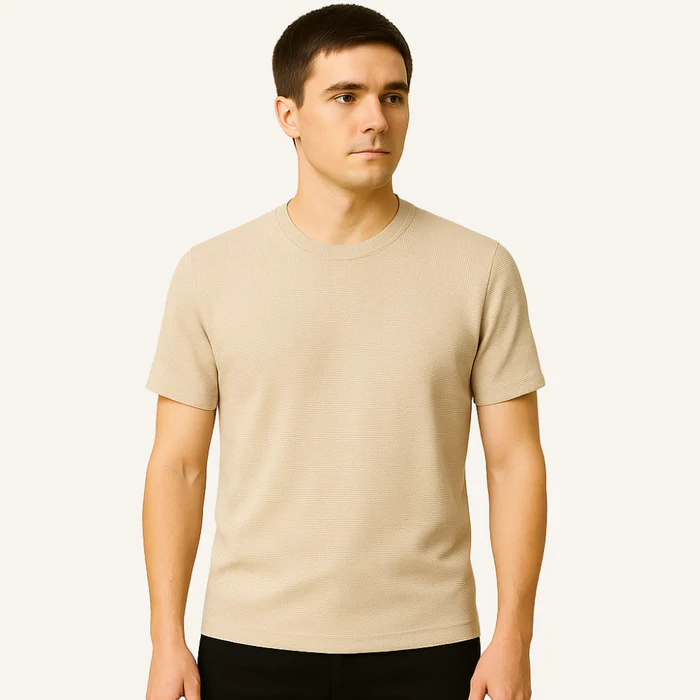 Aventri Belmont Old Money Textured Basic T-Shirt