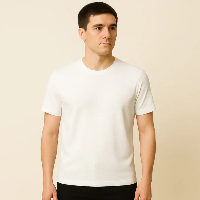 Aventri Belmont Old Money Textured Basic T-Shirt