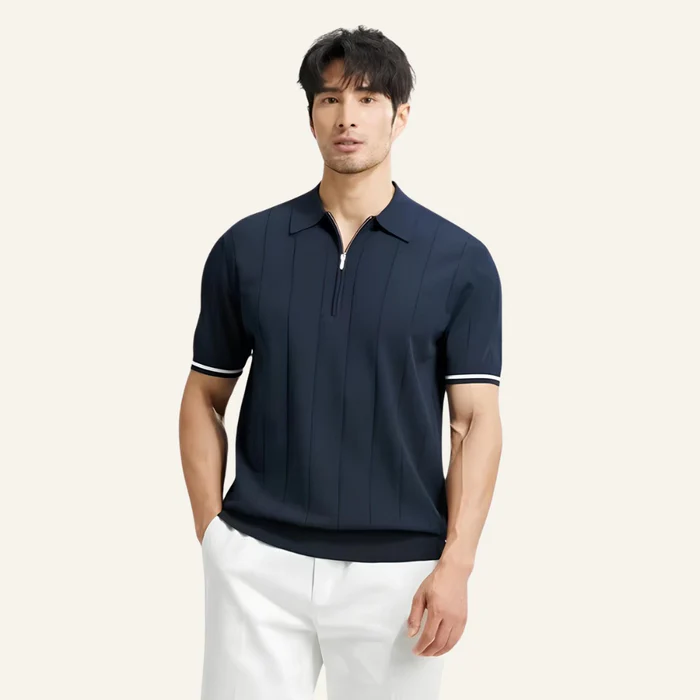 Valence Men’s Half-Zip Polo Shirt – Old Money