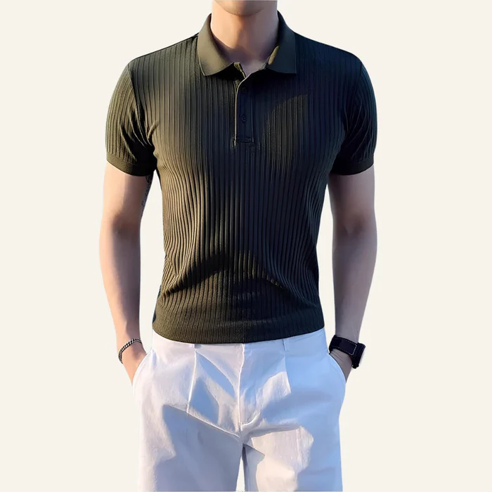 Bourton Men’s Ribbed Knit Polo Shirt