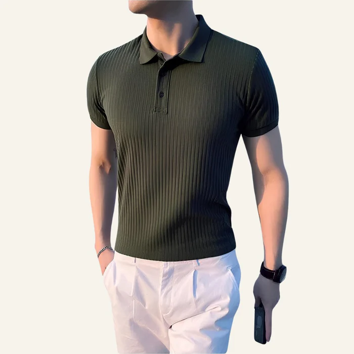 Bourton Men’s Ribbed Knit Polo Shirt