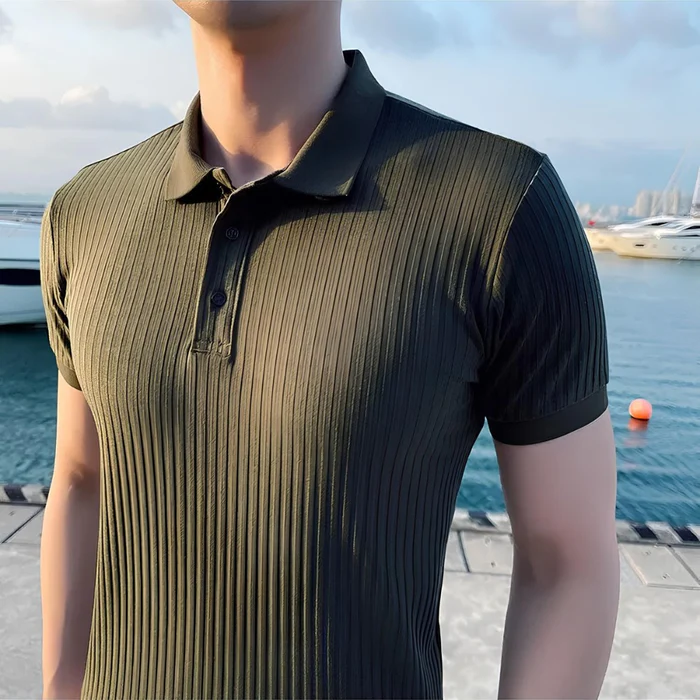 Bourton Men’s Ribbed Knit Polo Shirt