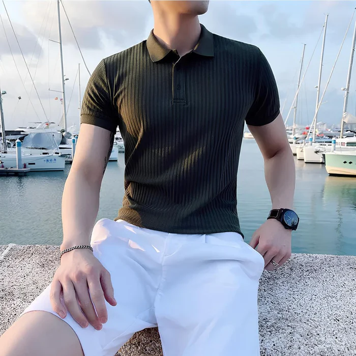 Bourton Men’s Ribbed Knit Polo Shirt
