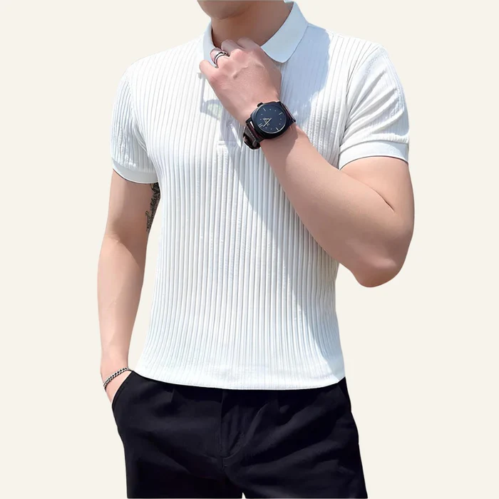 Bourton Men’s Ribbed Knit Polo Shirt