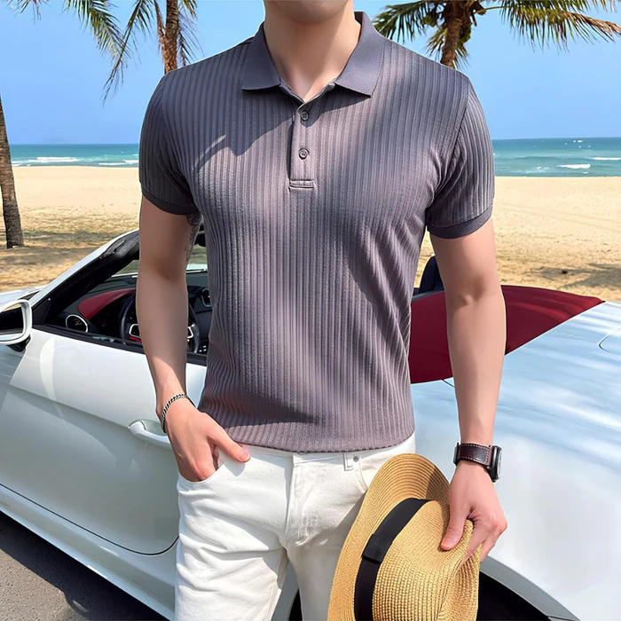 Bourton Men’s Ribbed Knit Polo Shirt