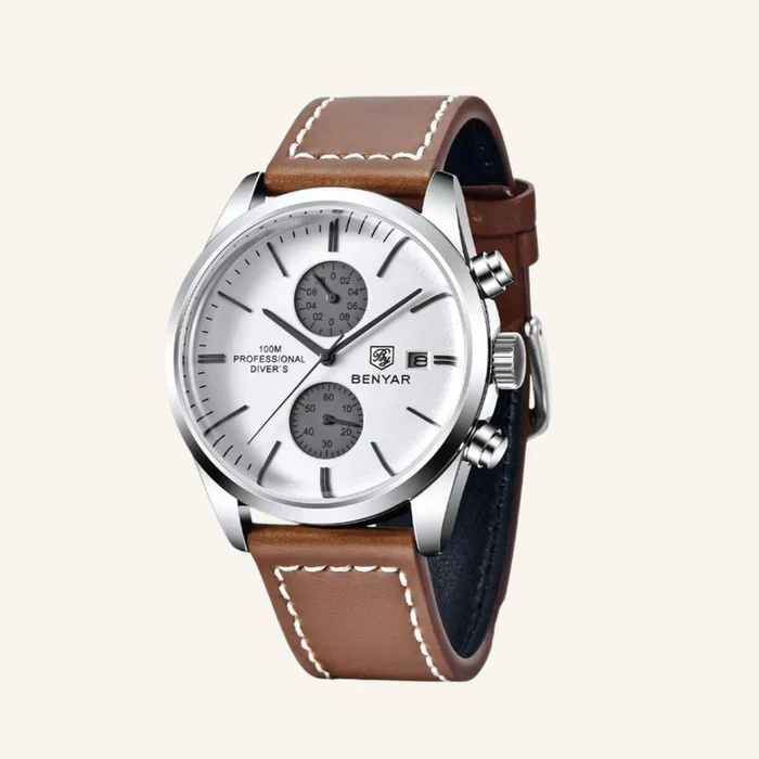 Classic brown leather watch by Aventri