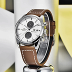 Classic brown leather watch by Aventri
