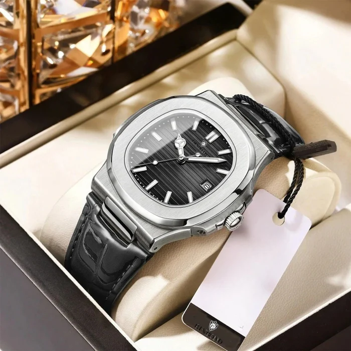 Black Leather Aventri Luxe Watch