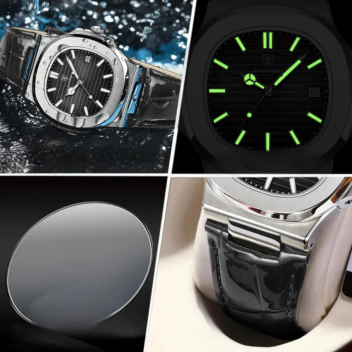 Black Leather Aventri Luxe Watch